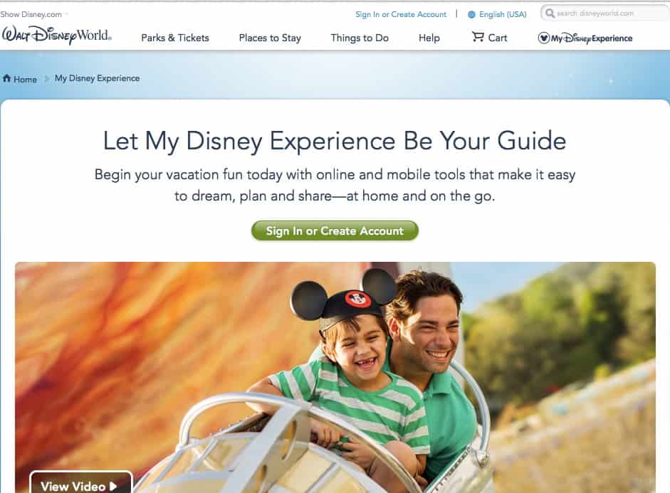 My Disney Experience Website