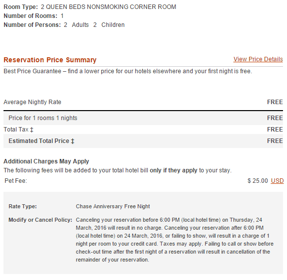 Reservation Confirmation Screen