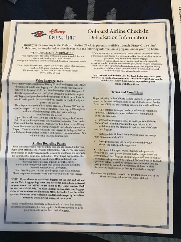 Check-In Information Front Page
