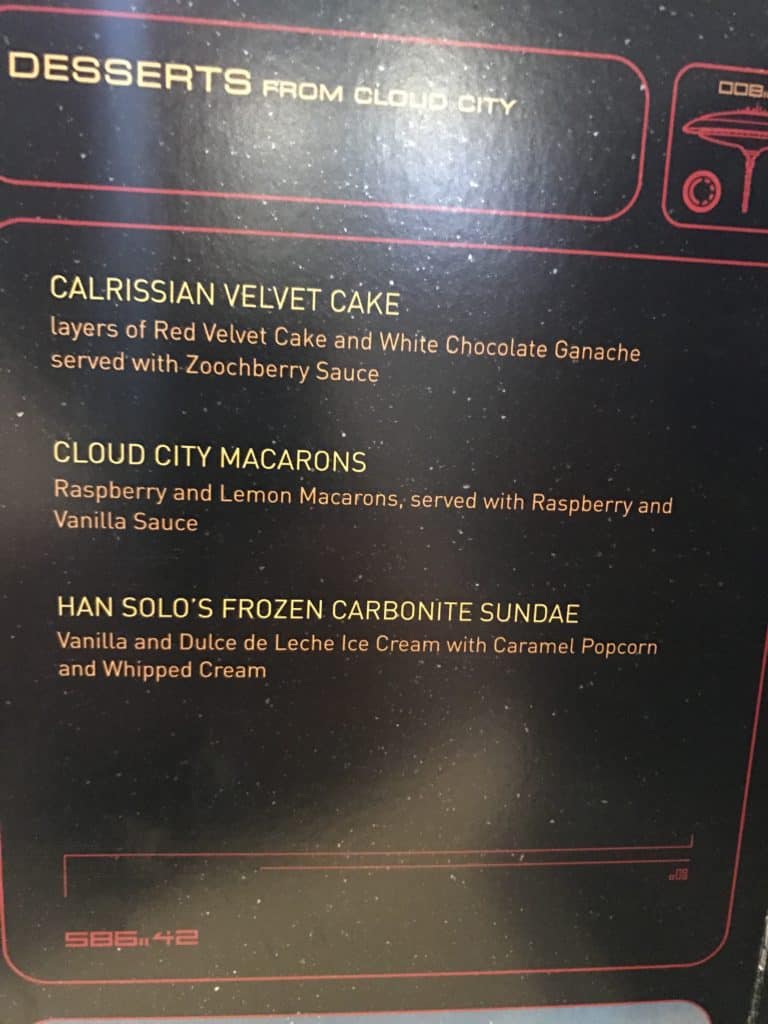 Star Wars Day At Sea Dessert Menu