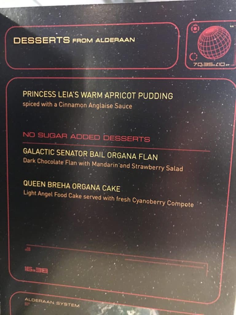 Star Wars Day At Sea Dessert Menu