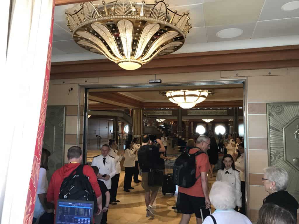 The Disney boarding process includes announcing your family to the ship!