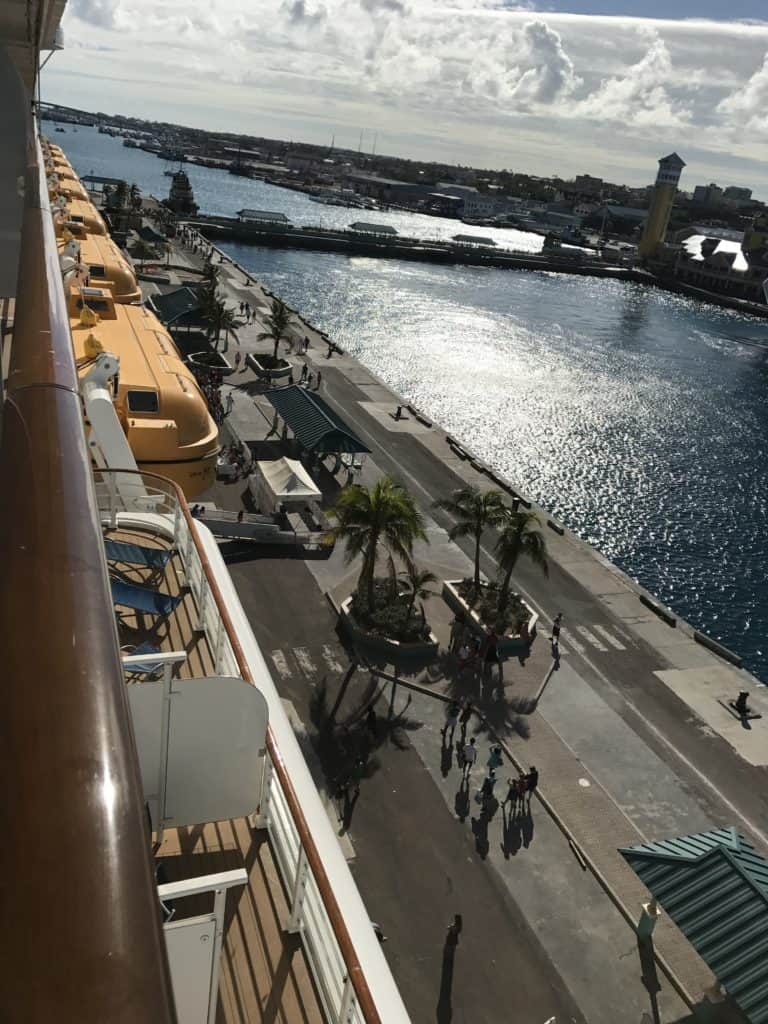 Looking down at the pier