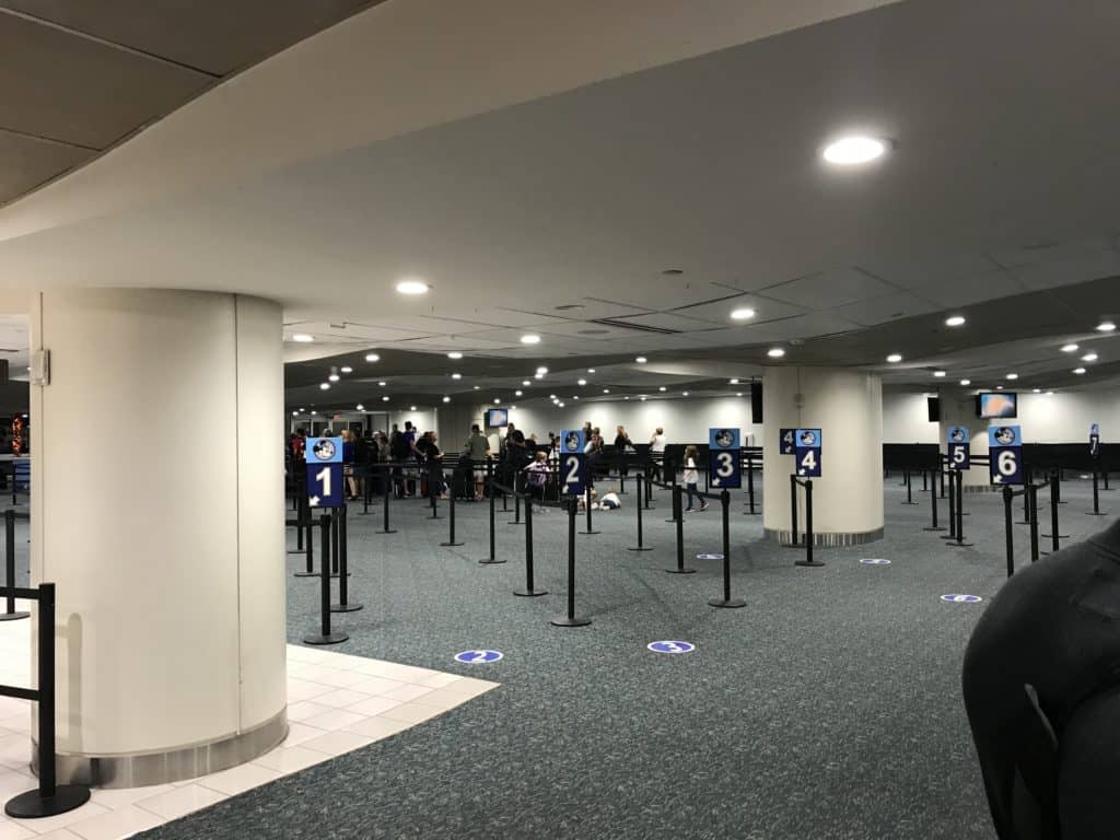 Lots of lines to wait in at the Magical Express