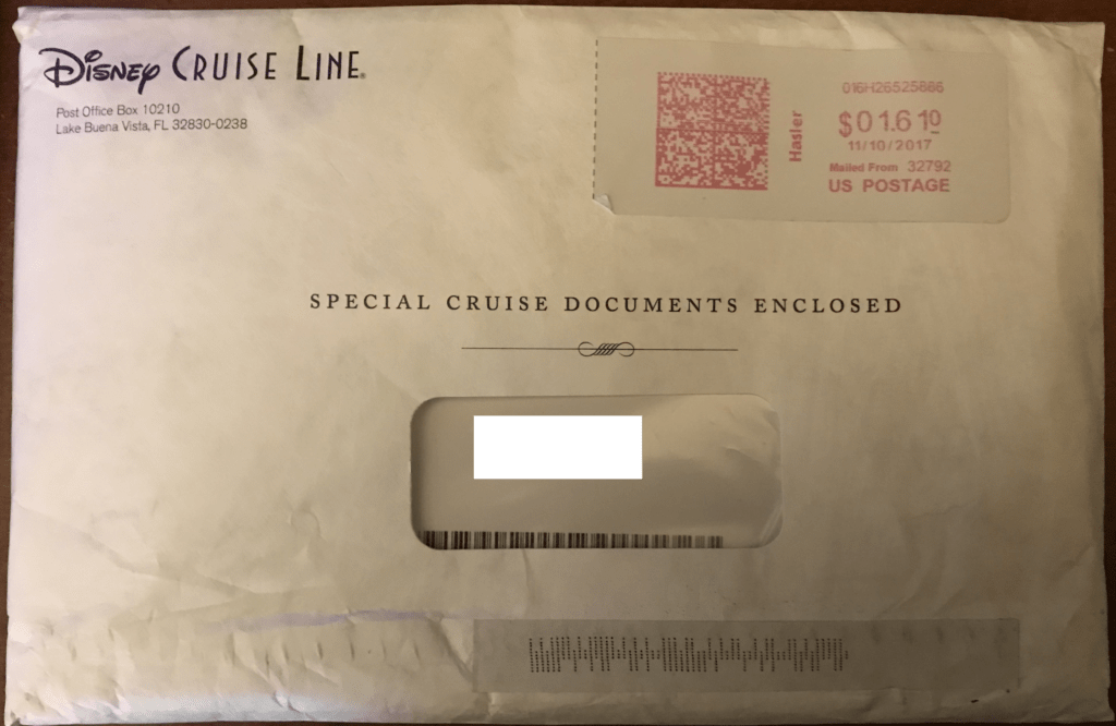 Envelope for Disney Cruise Documentation
