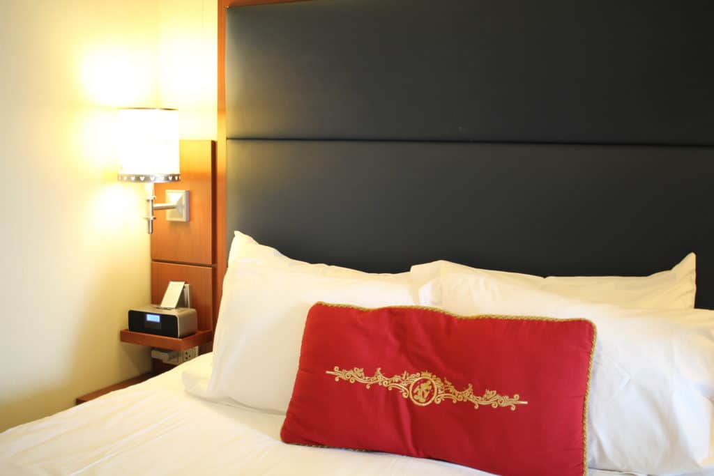 Bed with Side Table and Lamp