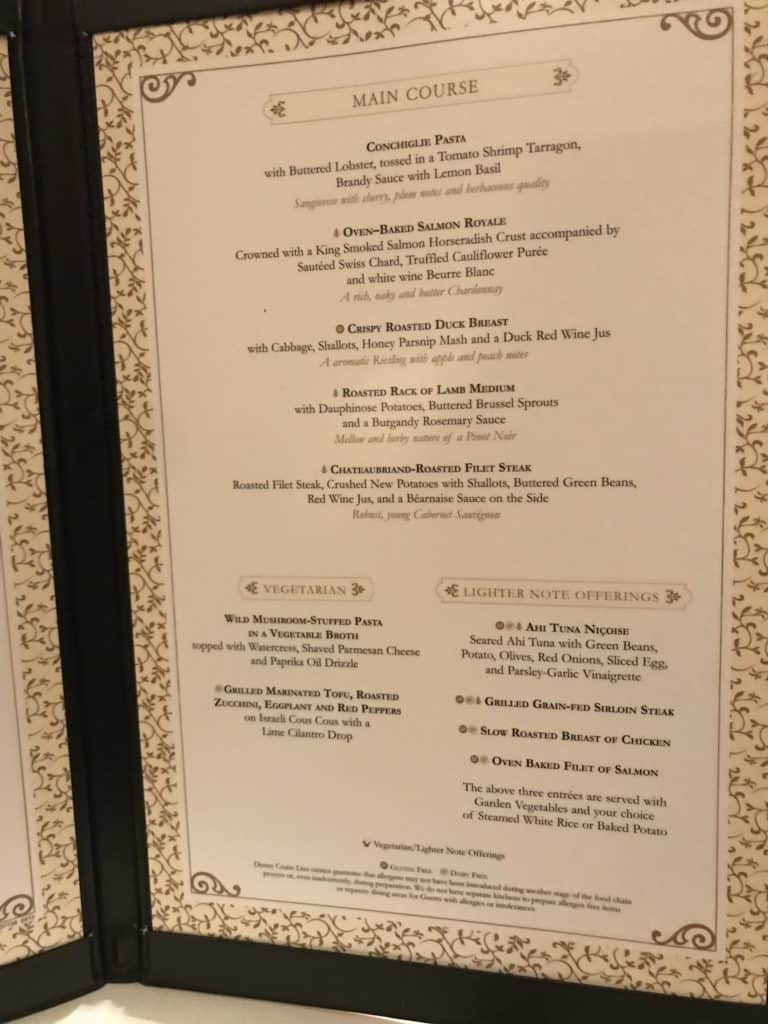 Lumiere's Menu