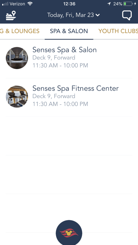 Spa Locations and Times