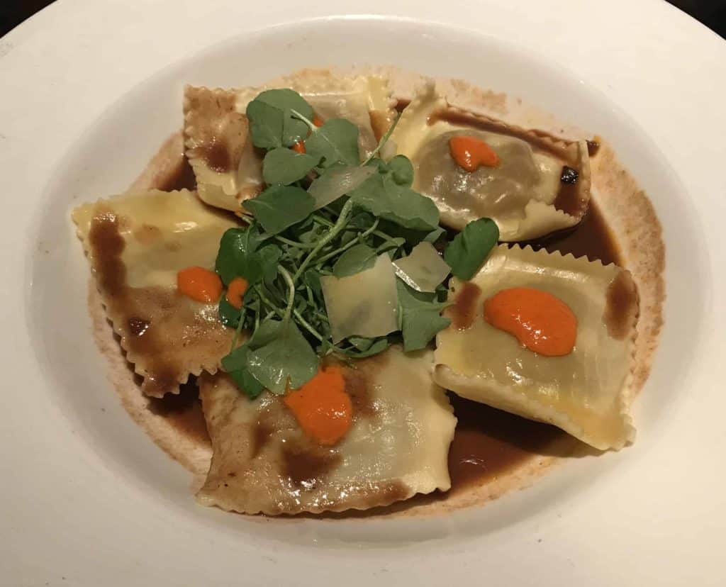 Wild Mushroom-Stuff Pasta in a Vegetable Broth