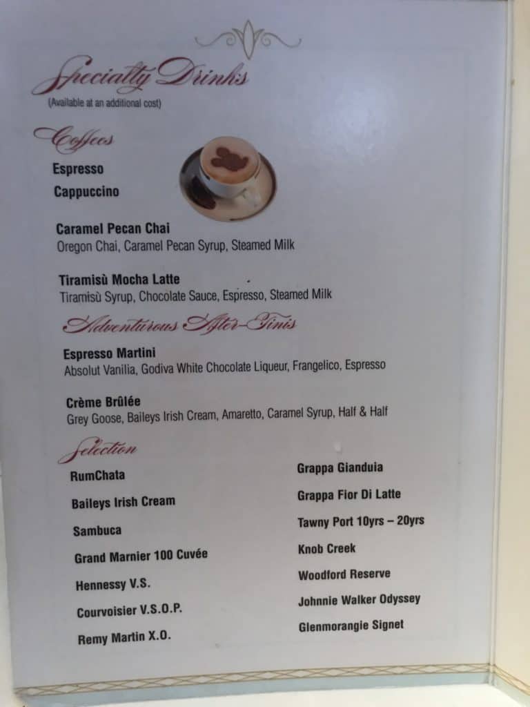 Enchanted Garden Dessert Menu Drinks
