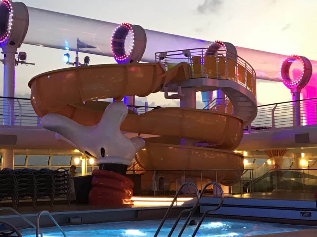 Water Slide and Aqua Duck at Night