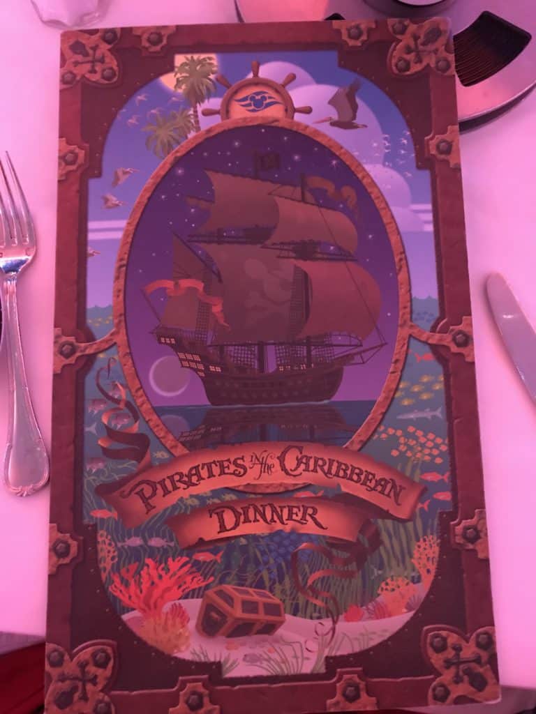 Disney Fantasy - Pirates in the Caribbean Dinner Menu