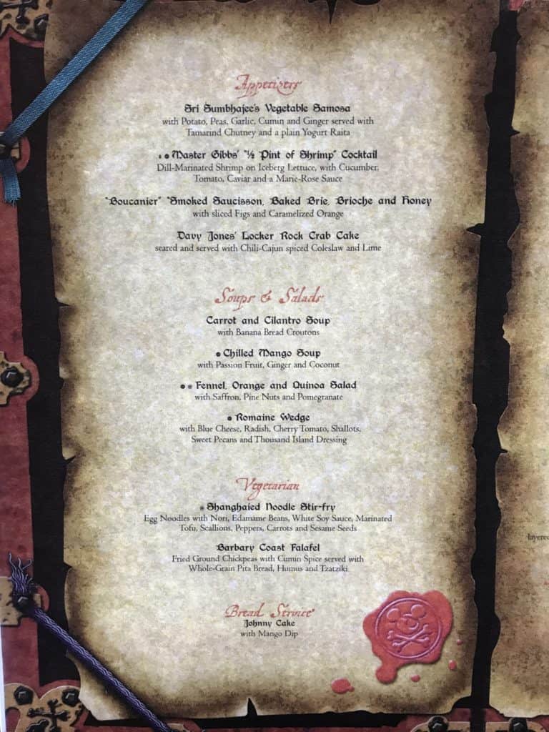 Appetizers, Soups, Salads, Bread Service, and Vegetarian Selections