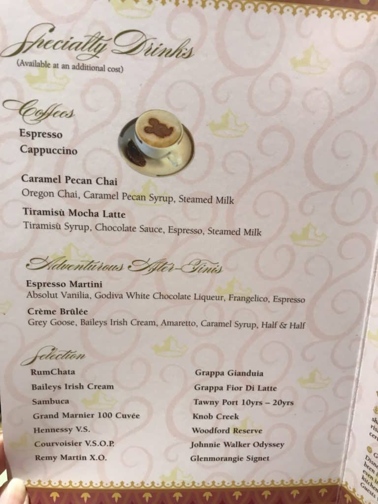 Dessert Menu - Coffees and Specialty Drinks