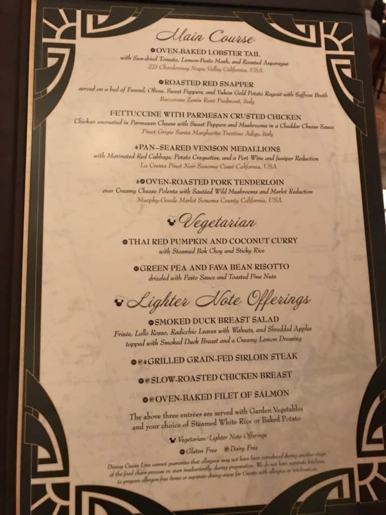 Entrees, Vegetarian, and Lighter Note Offerings