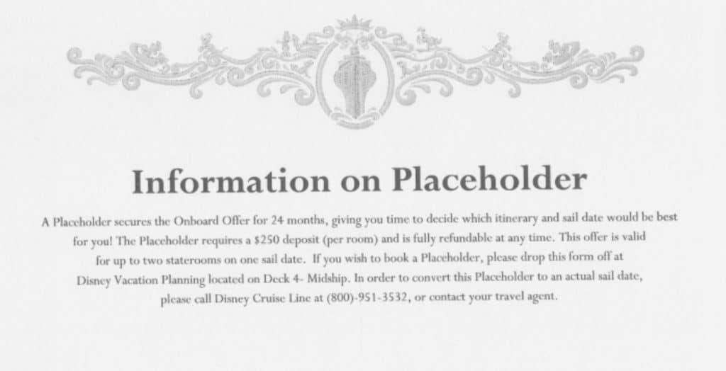 Back of Placeholder Information Form