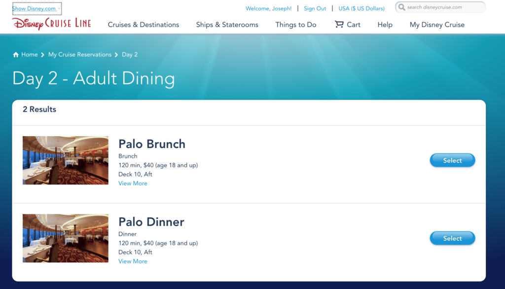 Specialty Dining Options