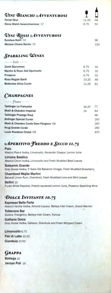 Wine Menu
