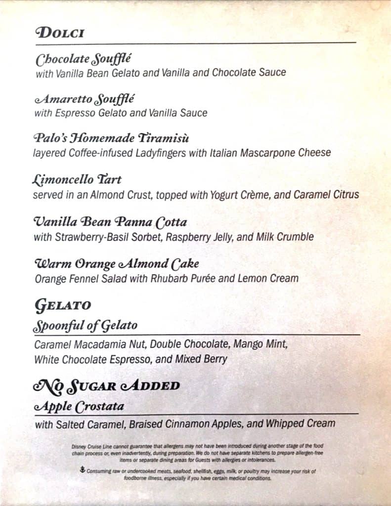 Dessert Menu