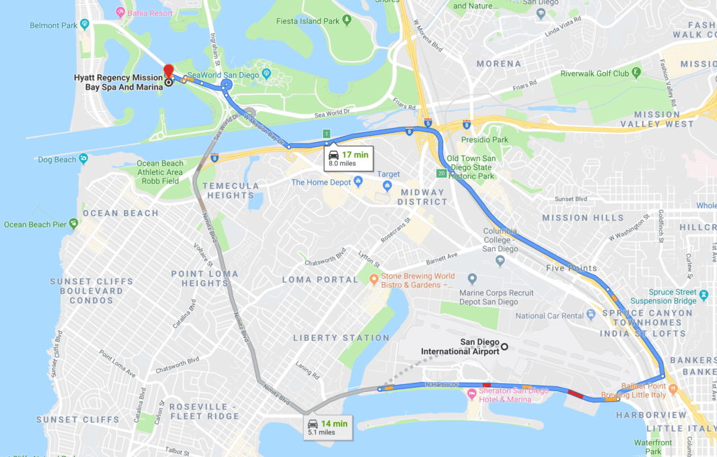 Route from Airport to Hyatt