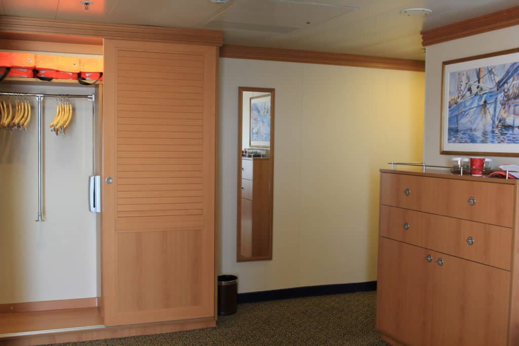 Looking at door from end of bed