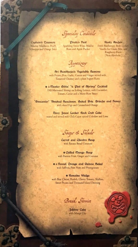 Appetizers, Soups, Salads, Bread Service, and Vegetarian Selections