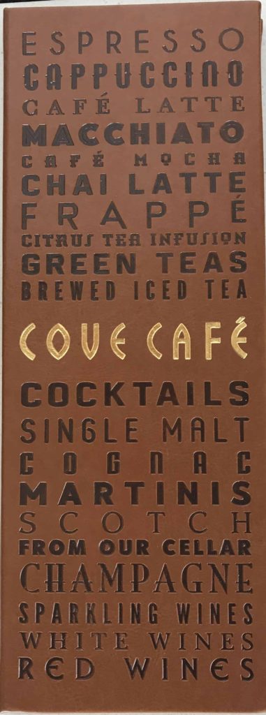 Cove Cafe Menu