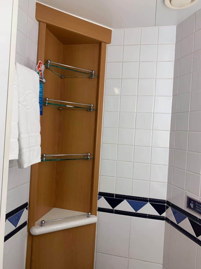 Shelves in Split Bathroom