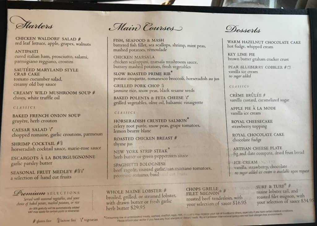 Night 1 Menu