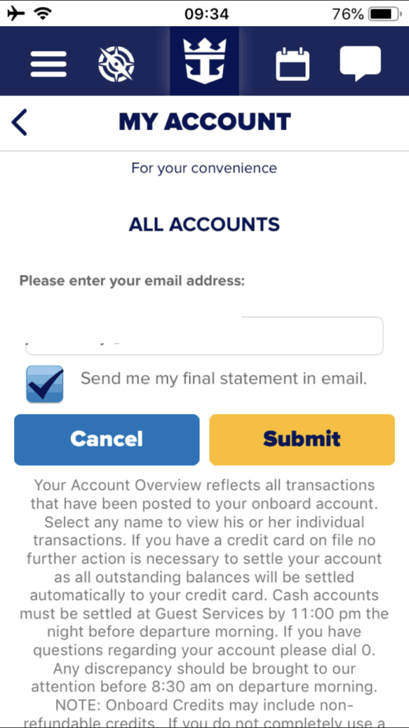 Destination Email Address for Transactions