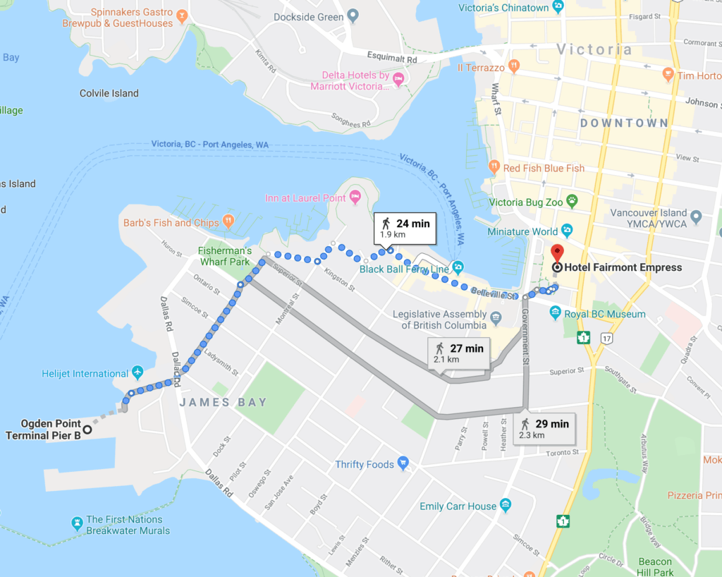 Directions from Pier to Downtown
