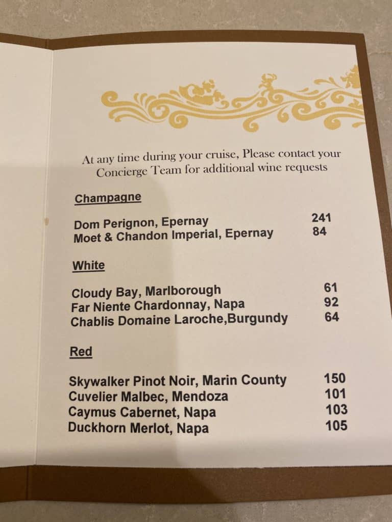 Wine Menu