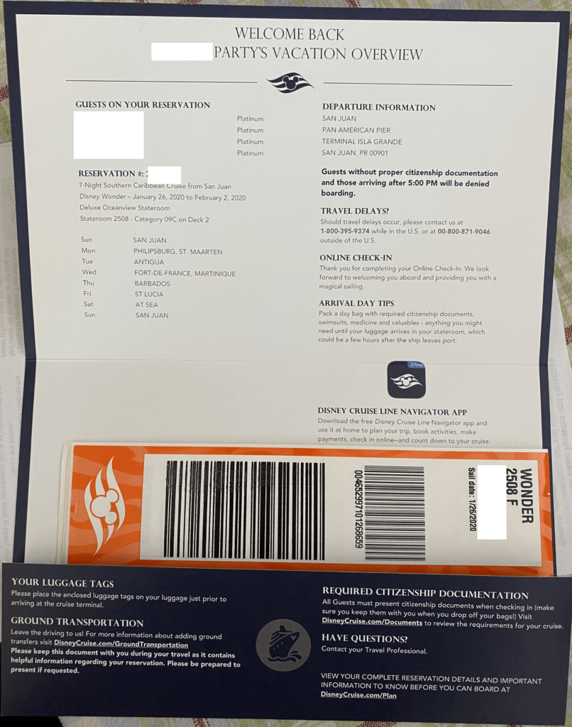 Cruise Details and Luggage Tags