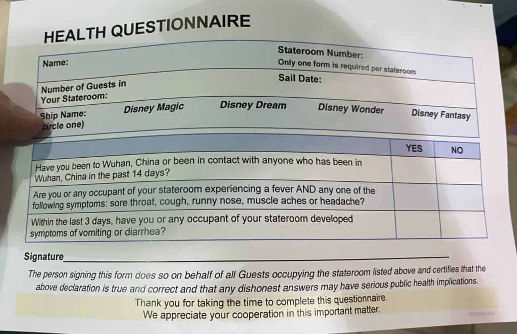 Health Questionnaire