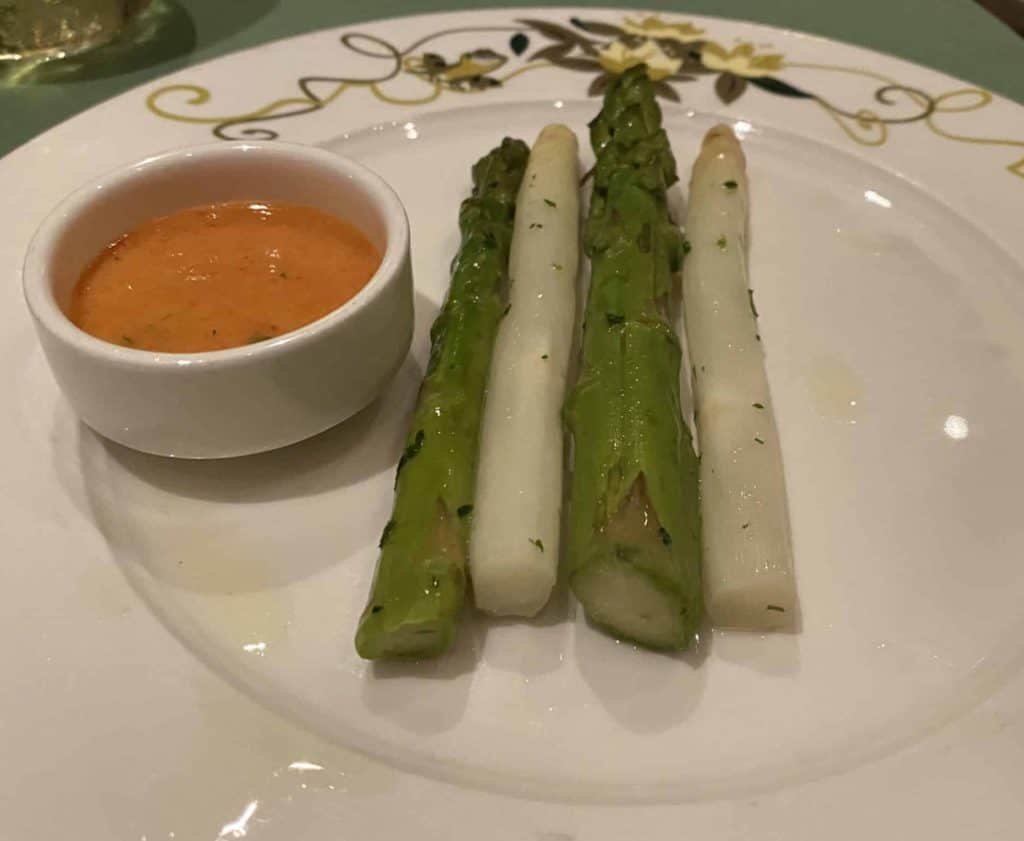 Buttered Green and White Asparagus Spears