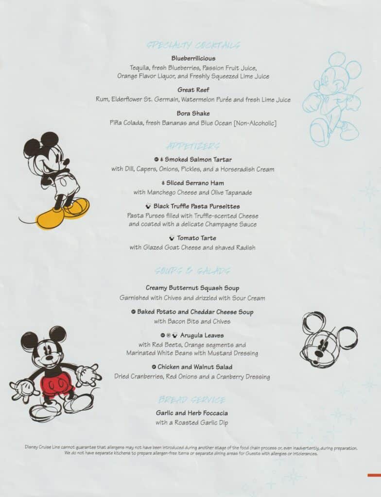 Appetizers, Bread Service, Soups, Salads
