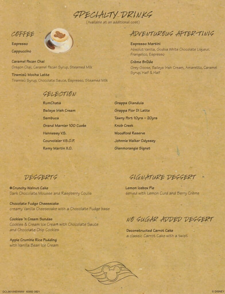 Dessert Menu