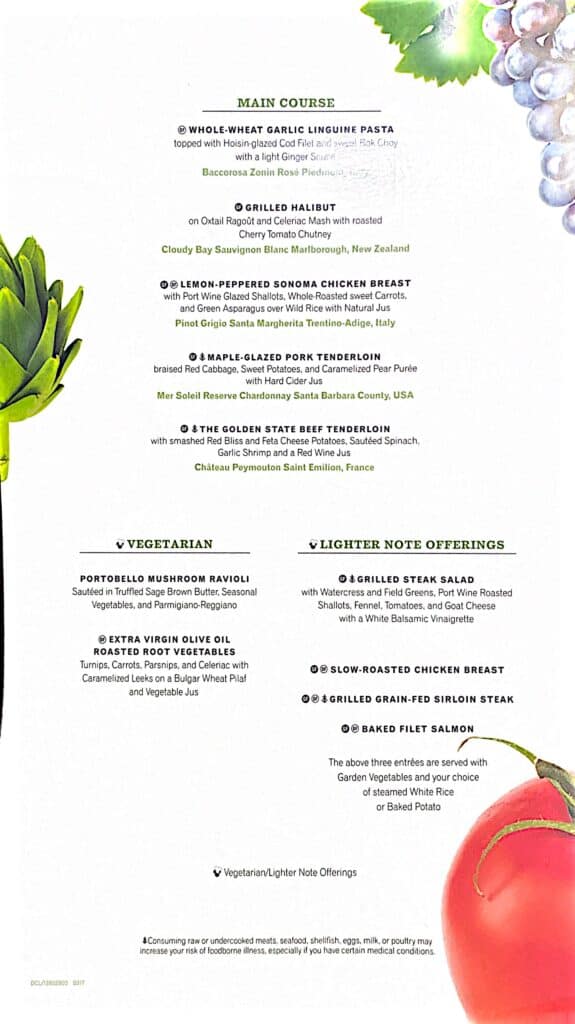 Entrees, Vegetarian, Light Note Offerings