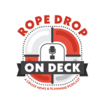 Logo of the podcast 'Rope Drop: On Deck' featuring a stylized combination of a lifebuoy and the text.