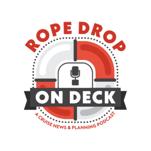 Logo of the 'Rope Drop: On Deck' podcast, featuring a lifebuoy design with text highlighting the podcast name.