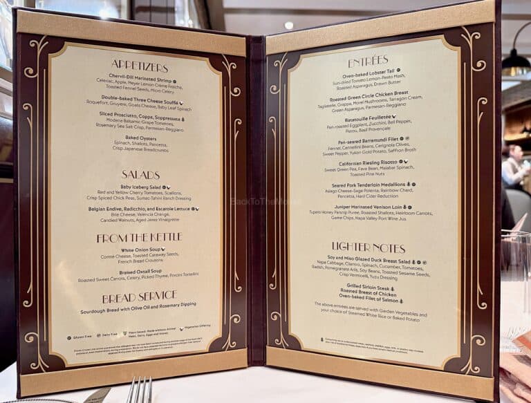 Disney Treasure 1923 Captain’s Gala Menu – (Updated 2025) – Back to the ...